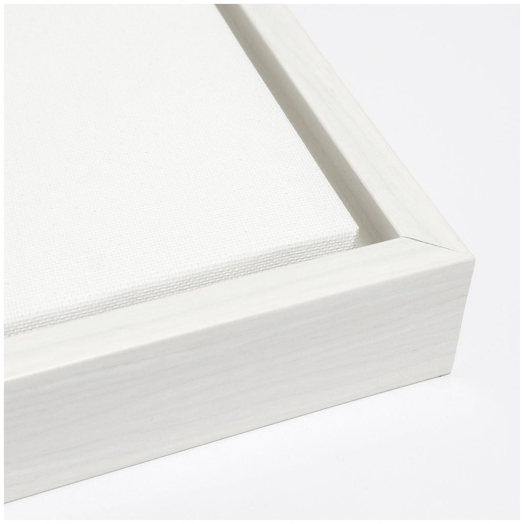 Sylvie Linocut Abstract Waves Blue and White Framed Canvas by The Creative Bunch Studio