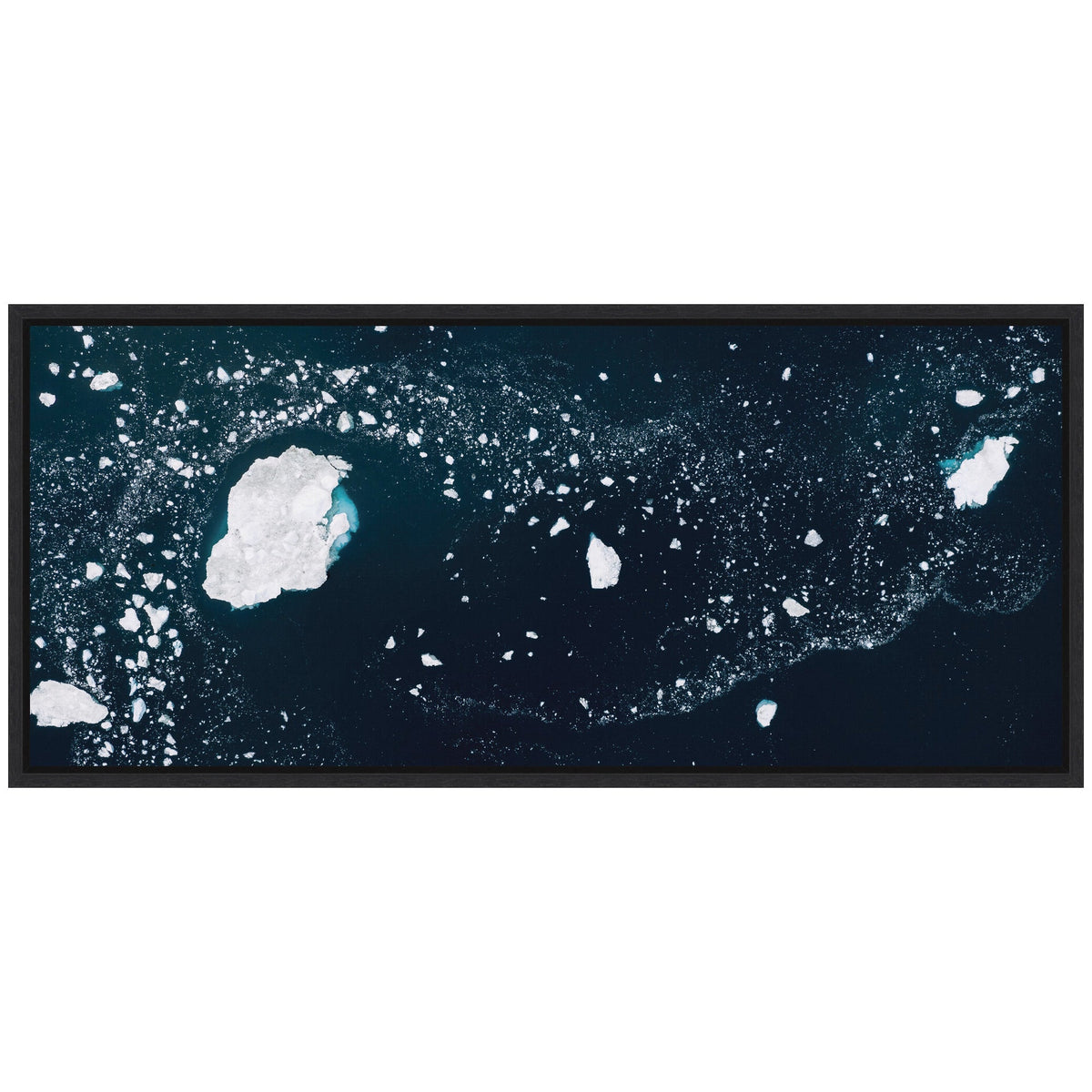 Sylvie Blue and White Iceberg Pattern in Greenland Framed Canvas by Michael Schauer