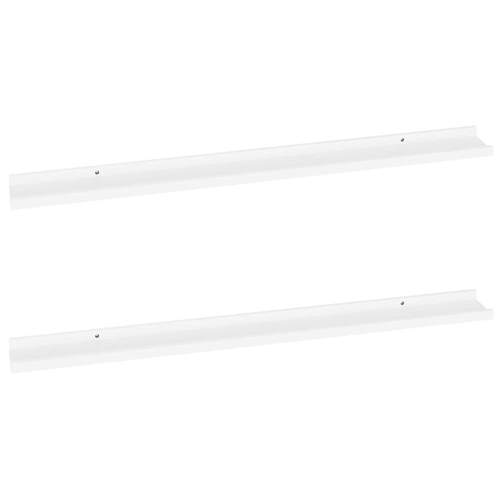 vidaXL Modern Wall-Mounted Shelves - White MDF - Set of 2 - Versatile and Space-Saving - Size 39.4&quot;x3.5&quot;x1.2&quot;