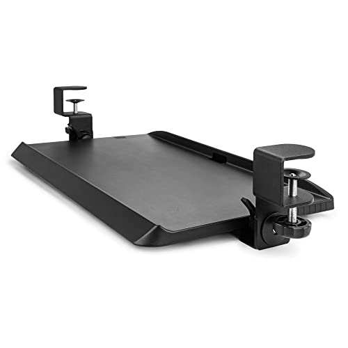 Kantek Clamp On Under Desk Ergonomic Computer Keyboard Tray Holder, Adjustable Tray Slides Out With Tilt Control, Easy Mounting,