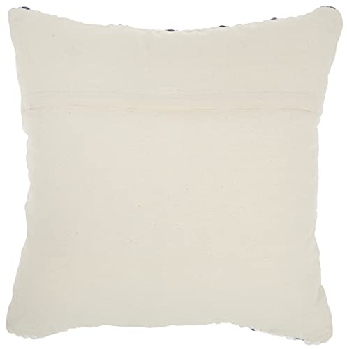 HomeRoots 100% Cotton White and Denim Knubby Waves Throw Pillow