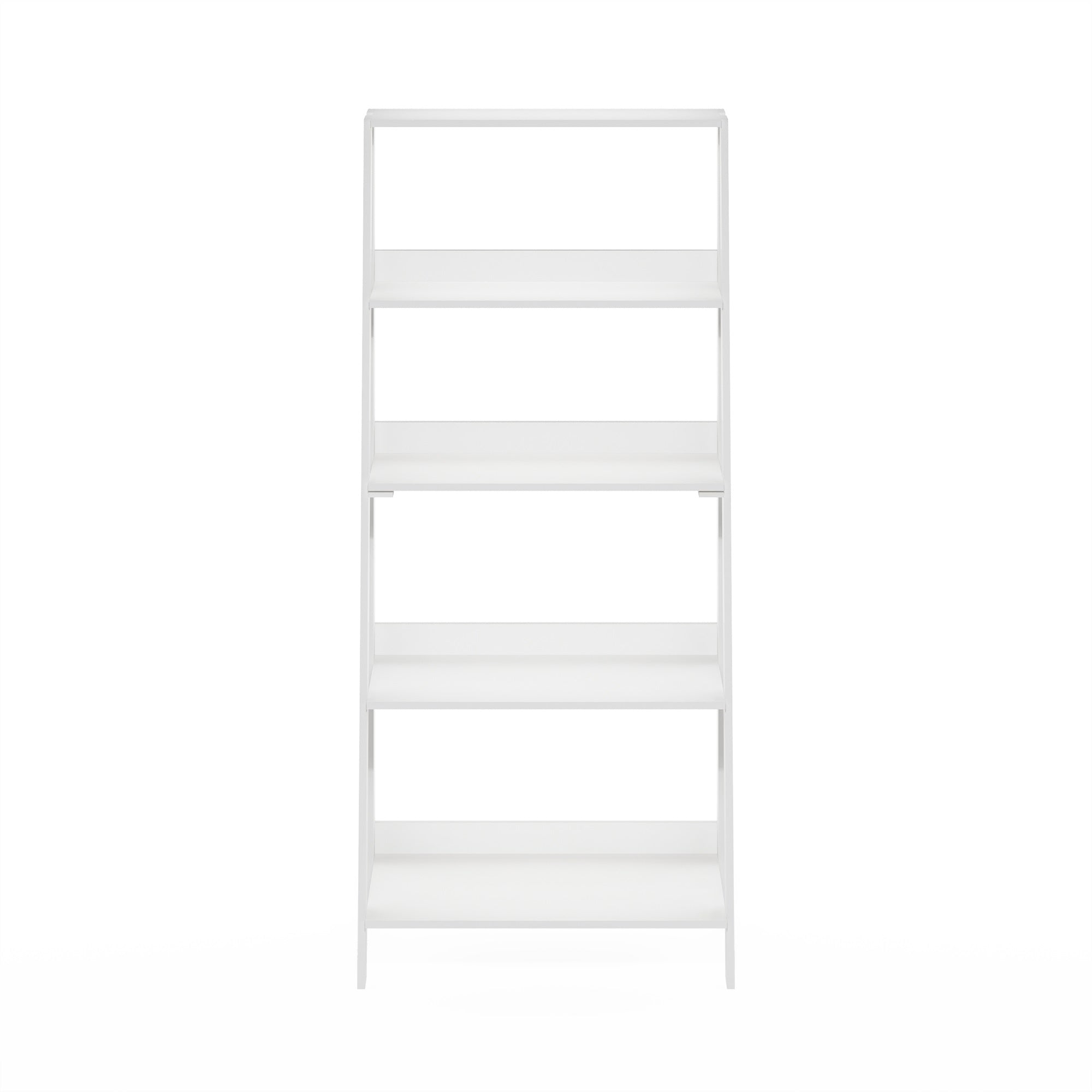 Furinno Ladder Bookcase Display Shelf, 5-Tier, White