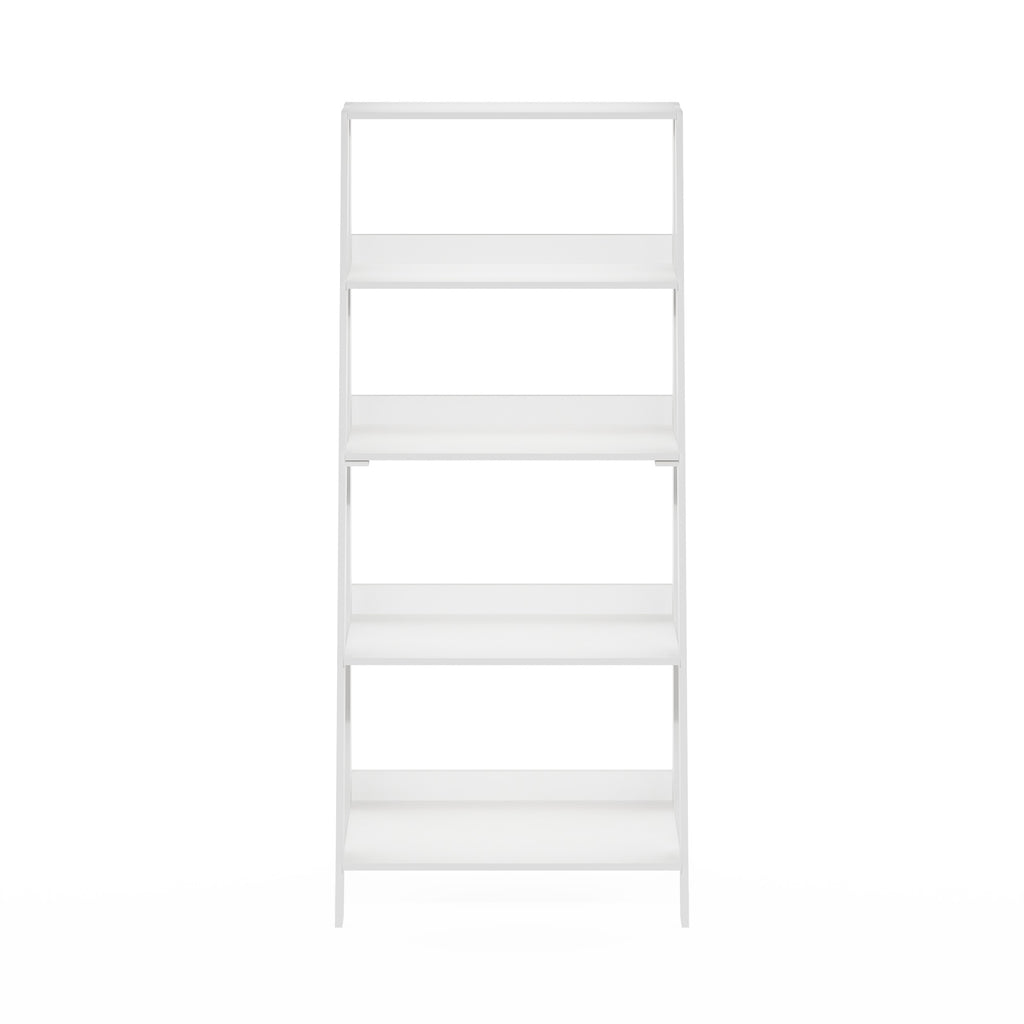 Furinno Ladder Bookcase Display Shelf, 5-Tier, White