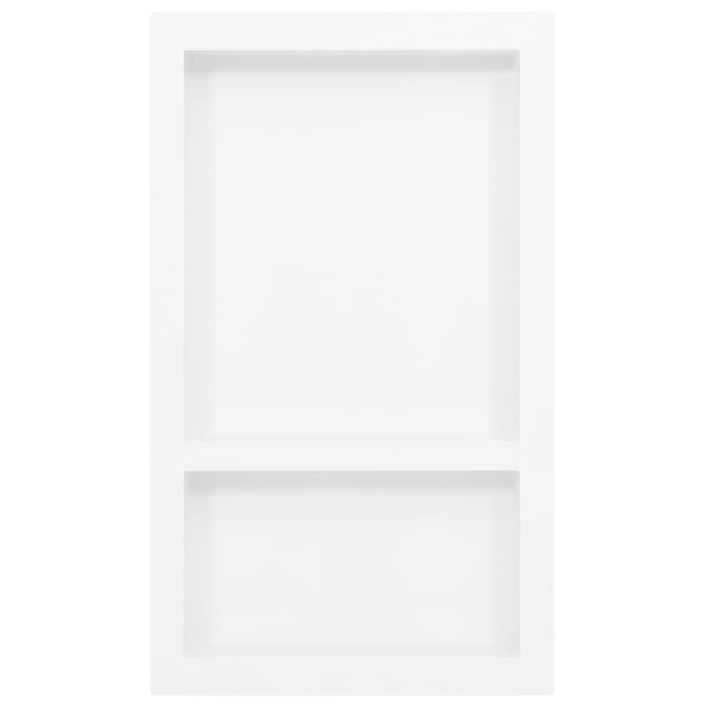 Vidaxl White High Gloss Shower Niche With 2 Compartments And Resin Construction - 16.1&quot;X27.2&quot;X3.5&quot; For Shower Essentials And Decorative Display