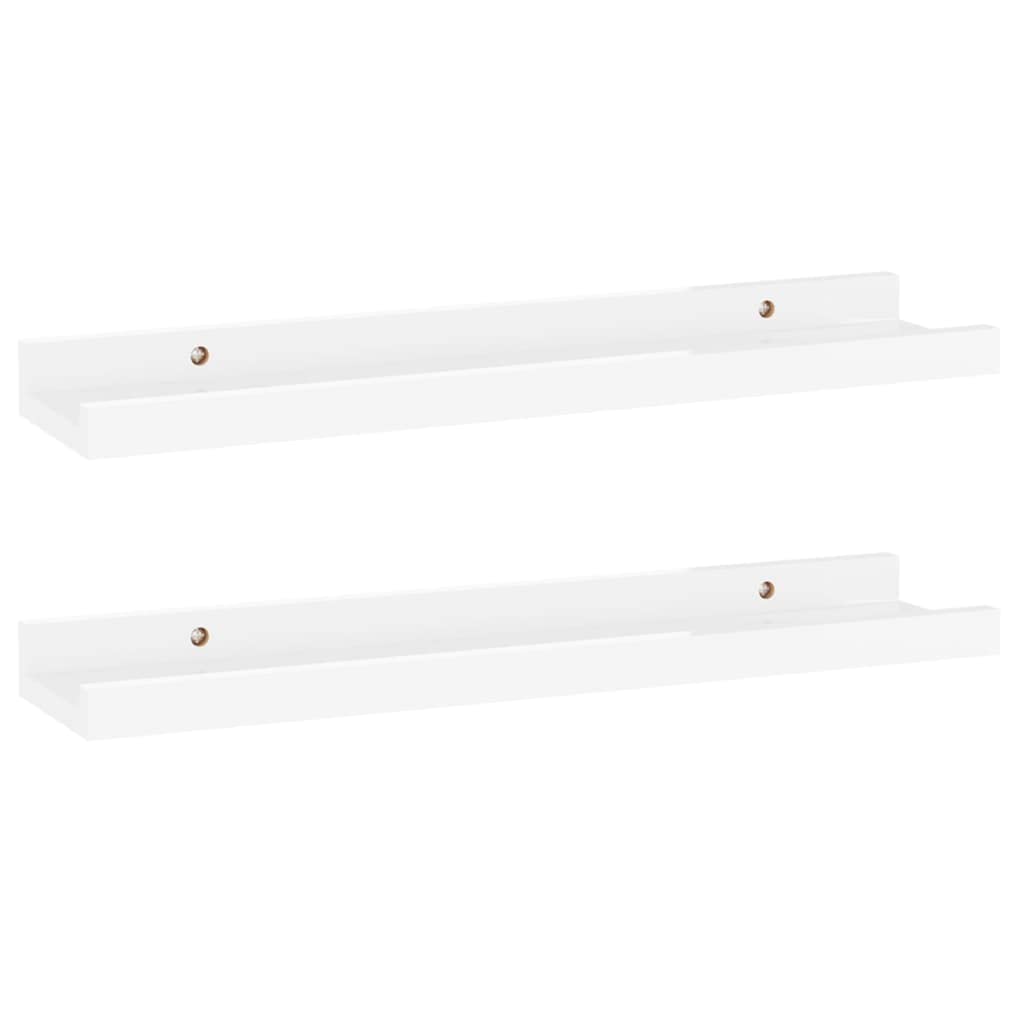 vidaXL Wall-Mounted Shelves 2 pcs - Glossy White Modern Style Shelves - Durable MDF Material - Easy to Assemble - Perfect for Decorative Display or Storage - Measures 15.7x3.5x1.2