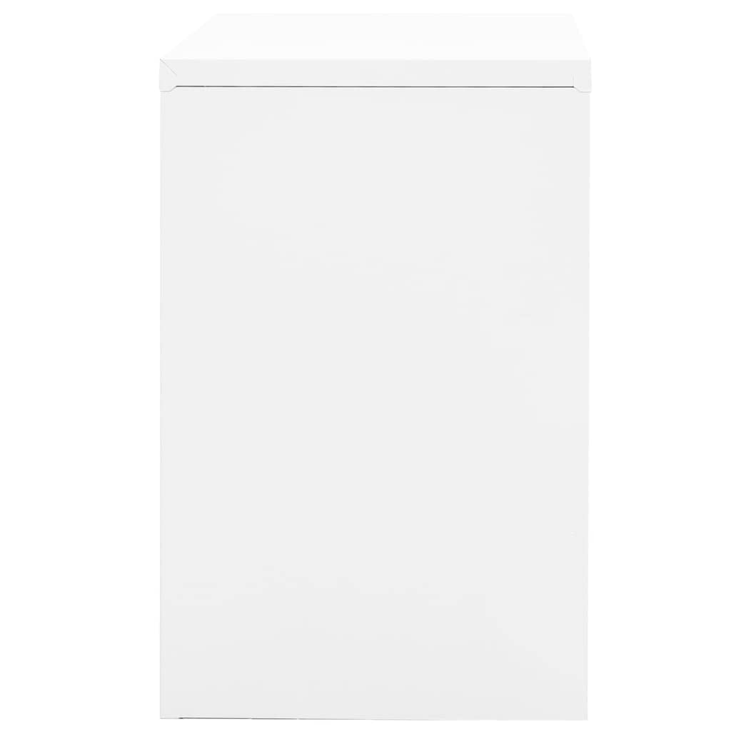 vidaXL-White Steel Filing Cabinet with Lock and Two Drawers, Ideal for Office Document Storage and Organization