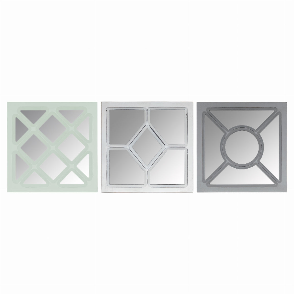 Set Of 3 Tricolor Square Wall Mirrors