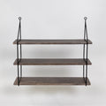 3Tier Mango Wood & Metal Wall Shelf
