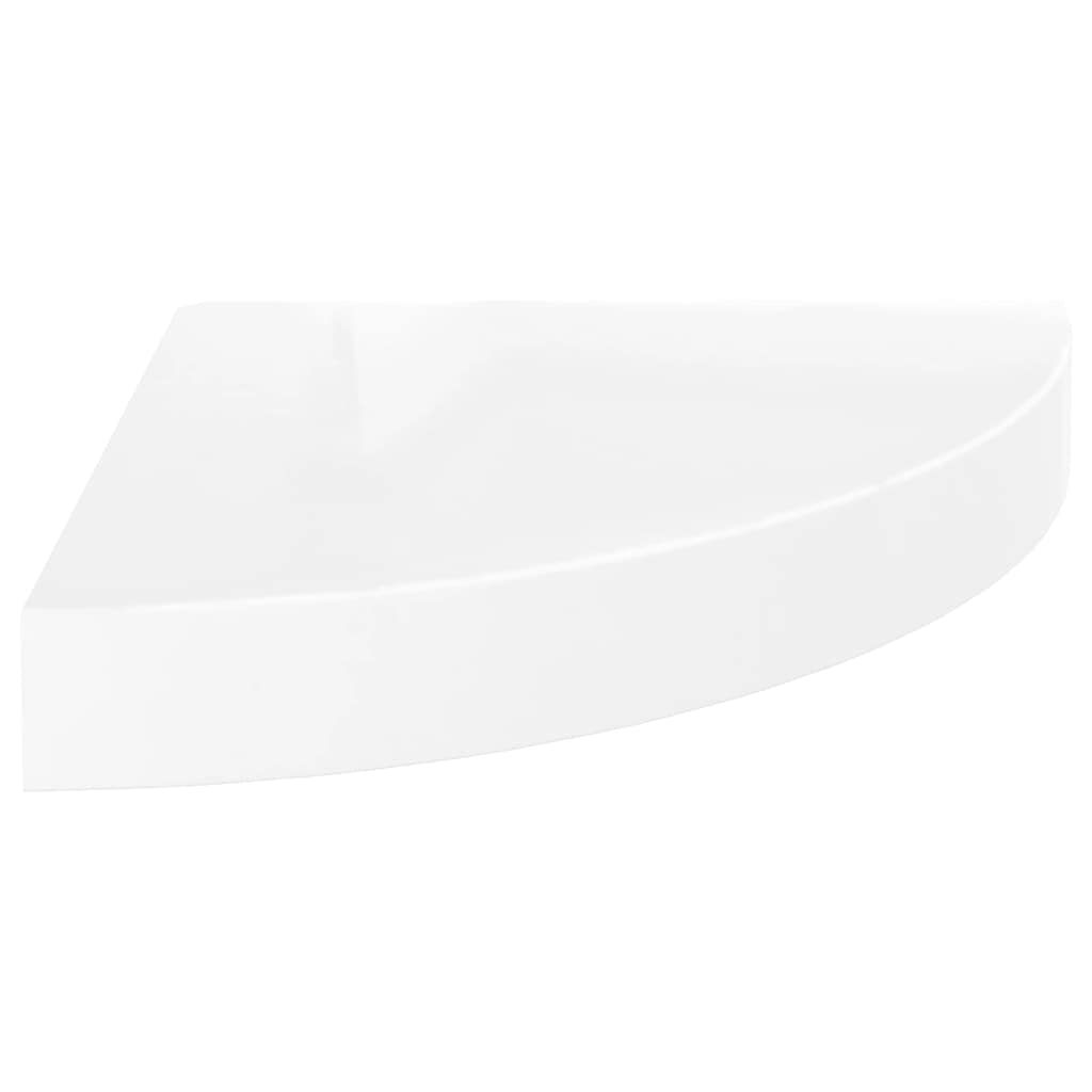 vidaXL Floating Corner Shelves 2 pcs High Gloss White 9.8"x9.8"x1.5" MDF