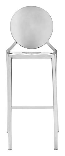 HomeRoots 18.9' x 19.3' x 44.9' Stainless Steel, Polished Stainless Steel, Bar Chair - Set of 2