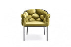 HomeRoots Metal, Fabric Moss Green Geo Velvet and Black Velvet Dining Chair