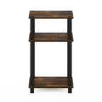 Furinno Simplistic End Side Night Stand/Bedside Table With Plastic Tubes, 1-Pack, 2-Tier Plastic Poles, Amber Pine/Black
