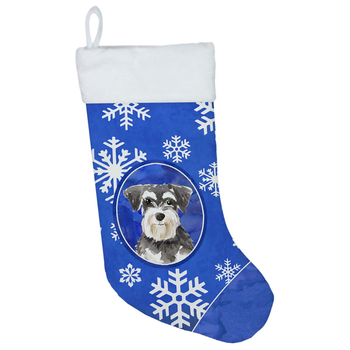 Schnauzer #2 Winter Snowflakes Christmas Stocking