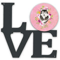 Alaskan Malamute Pink Flowers Metal Wall Artwork Love