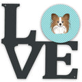 Checkerboard Blue Papillon Metal Wall Artwork Love