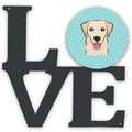 Checkerboard Blue Golden Retriever Metal Wall Artwork Love