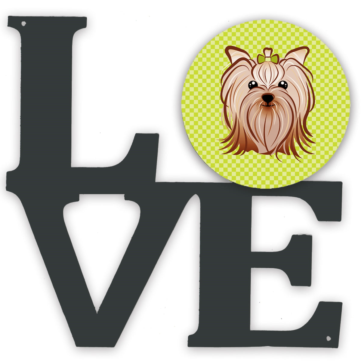 Checkerboard Lime Green Yorkie Yorkishire Terrier Metal Wall Artwork Love