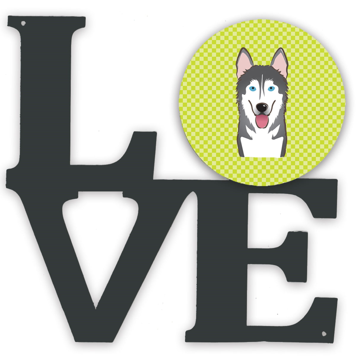 Checkerboard Lime Green Alaskan Malamute Metal Wall Artwork Love