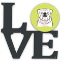 Checkerboard Lime Green White English Bulldog  Metal Wall Artwork Love