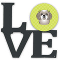 Checkerboard Lime Green Gray Silver Shih Tzu Metal Wall Artwork Love