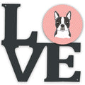 Checkerboard Pink Boston Terrier Metal Wall Artwork Love