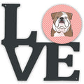 Checkerboard Pink English Bulldog  Metal Wall Artwork Love