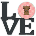 Checkerboard Pink Chocolate Labrador Metal Wall Artwork Love