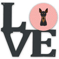 Checkerboard Pink Min Pin Metal Wall Artwork Love