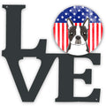 American Flag And Boston Terrier Metal Wall Artwork Love