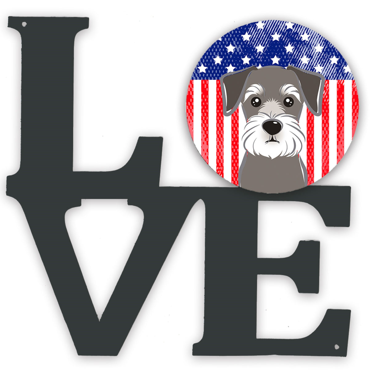 American Flag And Schnauzer Metal Wall Artwork Love