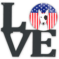 American Flag And Bull Terrier Metal Wall Artwork Love