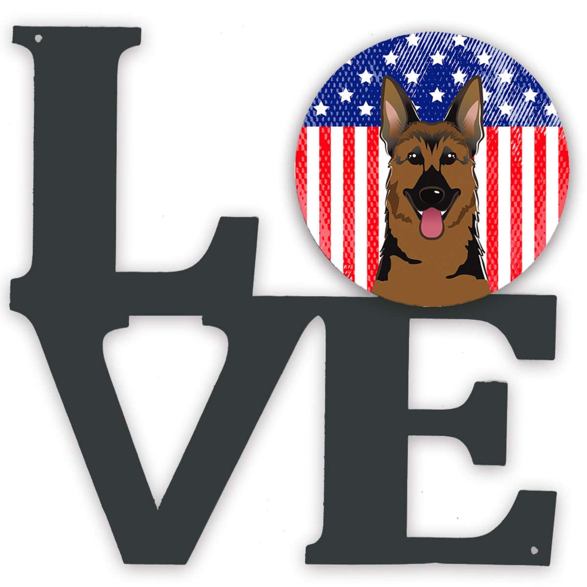 American Flag And German Shepherd Metal Wall Artwork Love