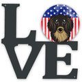 American Flag And Longhair Black And Tan Dachshund Metal Wall Artwork Love