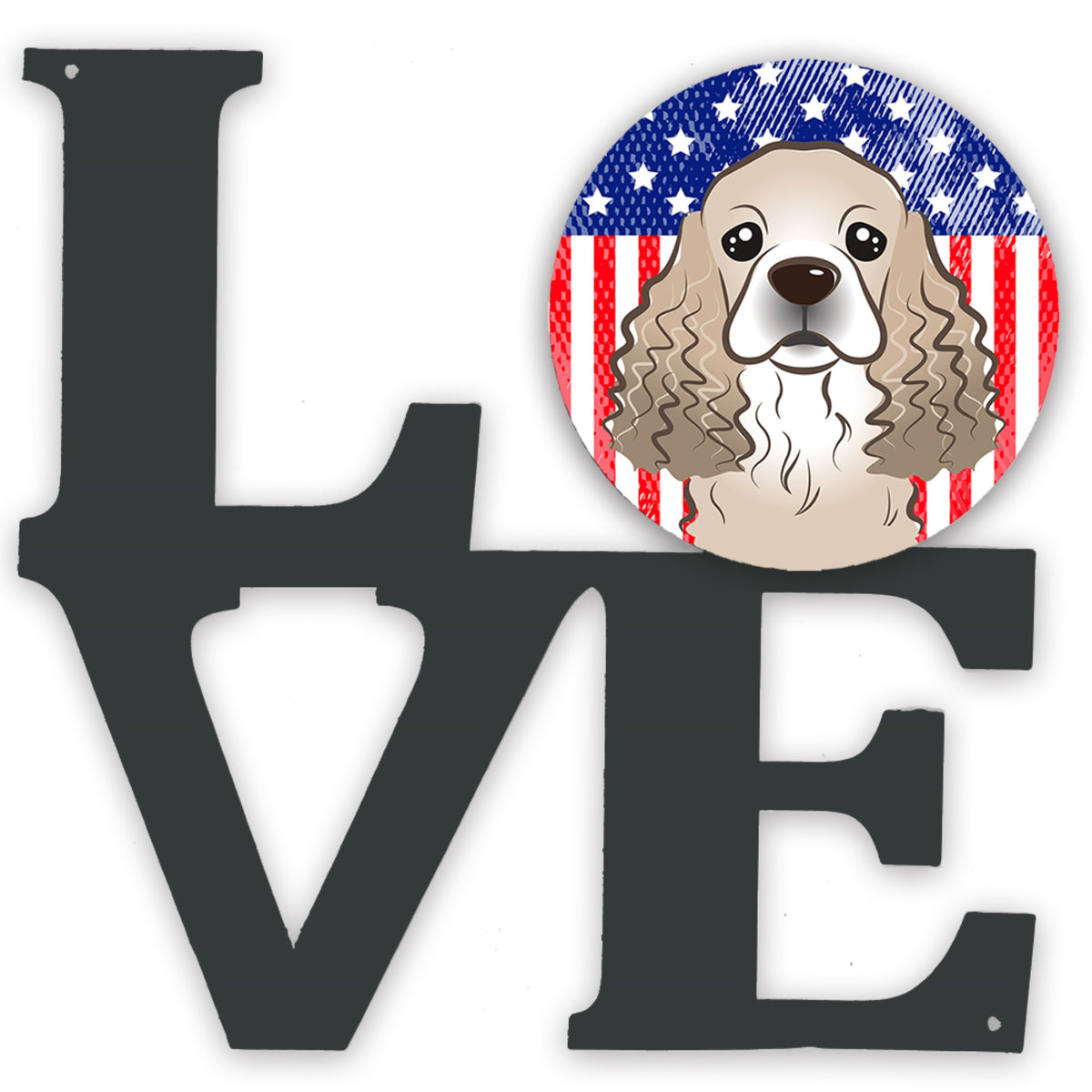 American Flag And Cocker Spaniel Metal Wall Artwork Love