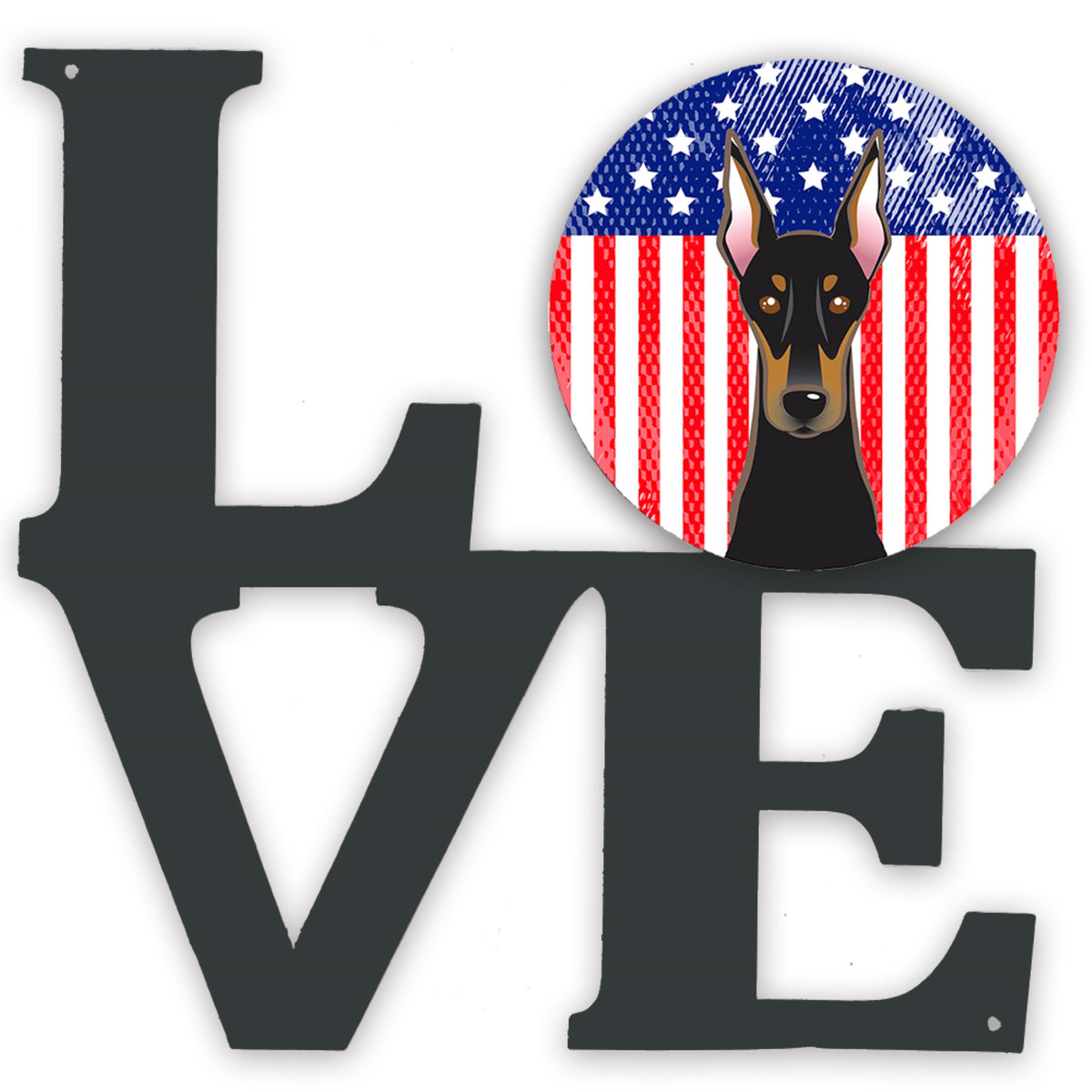 American Flag And Doberman Metal Wall Artwork Love
