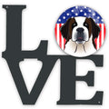 American Flag And Saint Bernard Metal Wall Artwork Love