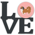 Pekingese Checkerboard Pink Metal Wall Artwork Love