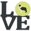 Black Border Collie Checkerboard Green Metal Wall Artwork Love