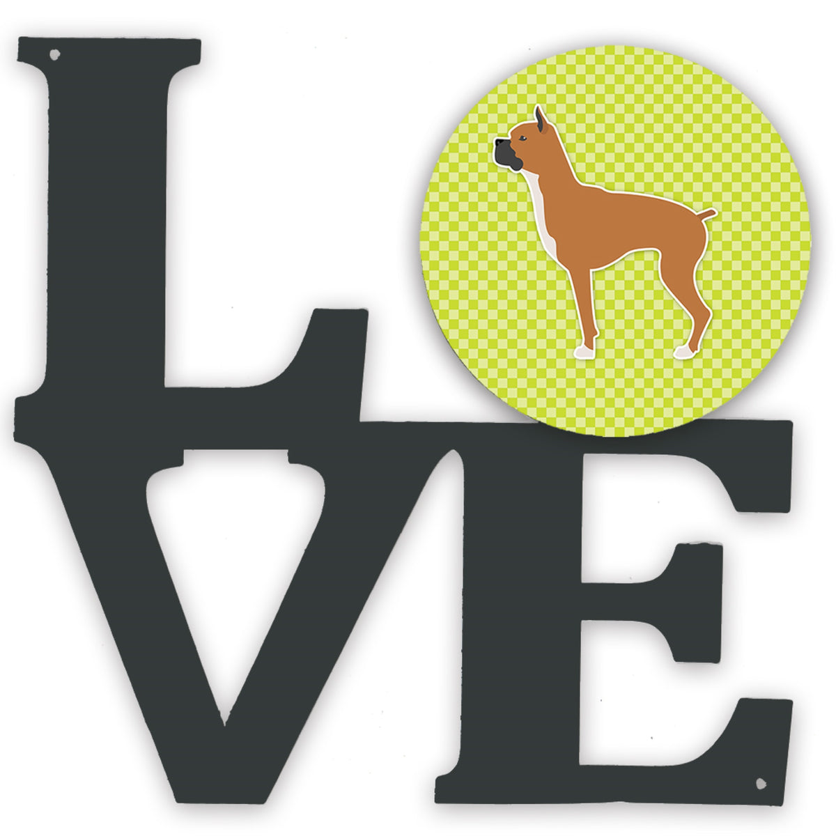 Boxer Checkerboard Green Metal Wall Artwork Love