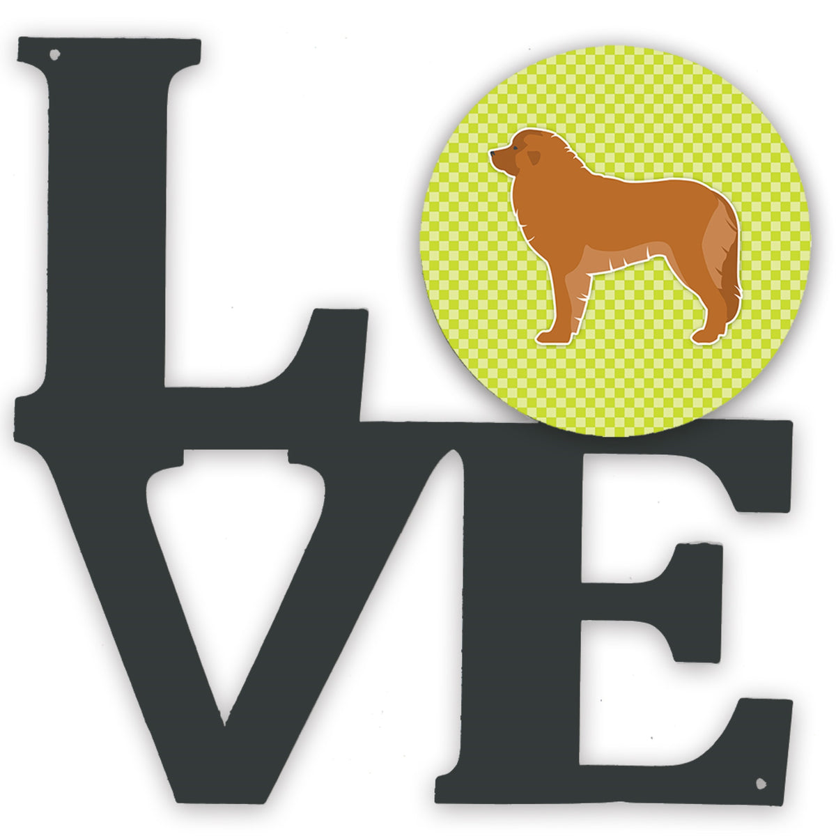Leonberger Checkerboard Green Metal Wall Artwork Love