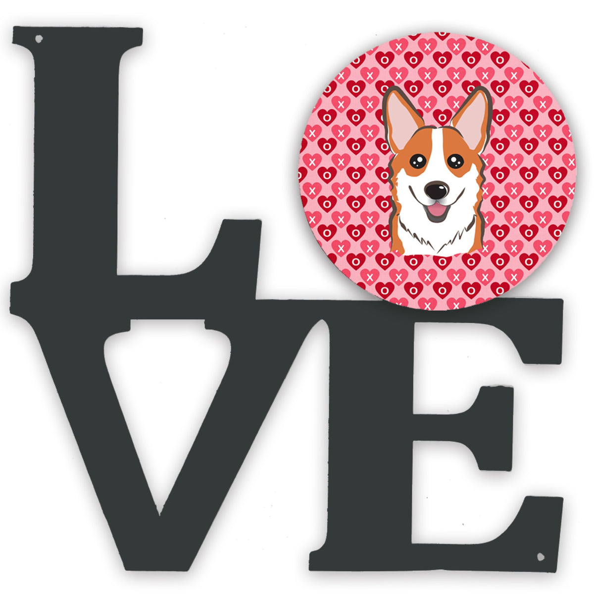 Red Corgi Metal Wall Artwork Love