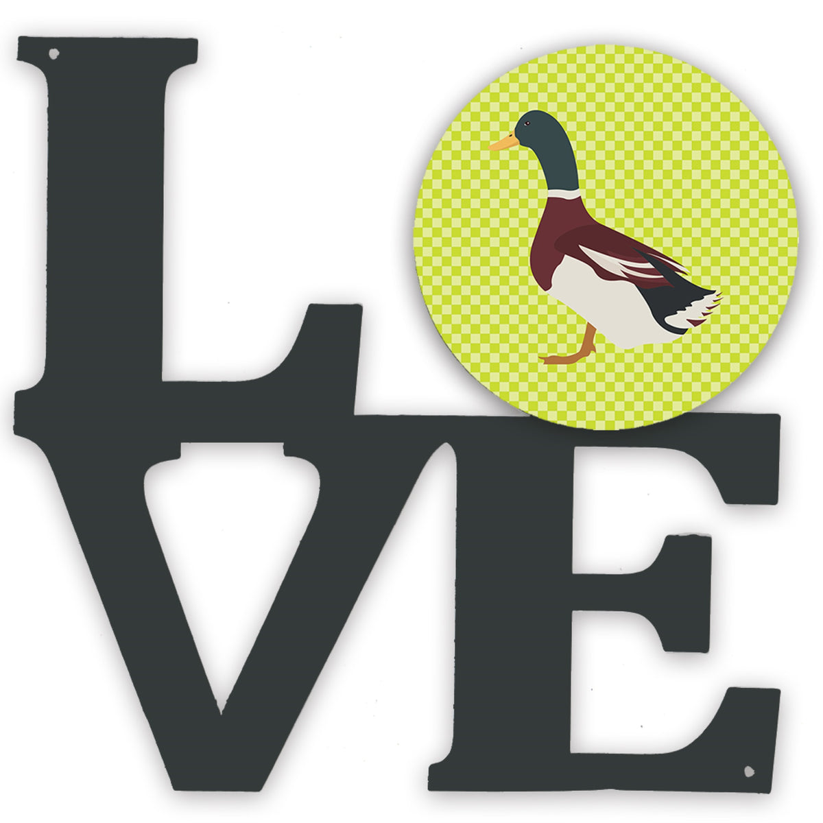 Rouen Duck Green Metal Wall Artwork Love