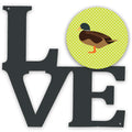 Silver Bantam Duck Green Metal Wall Artwork Love