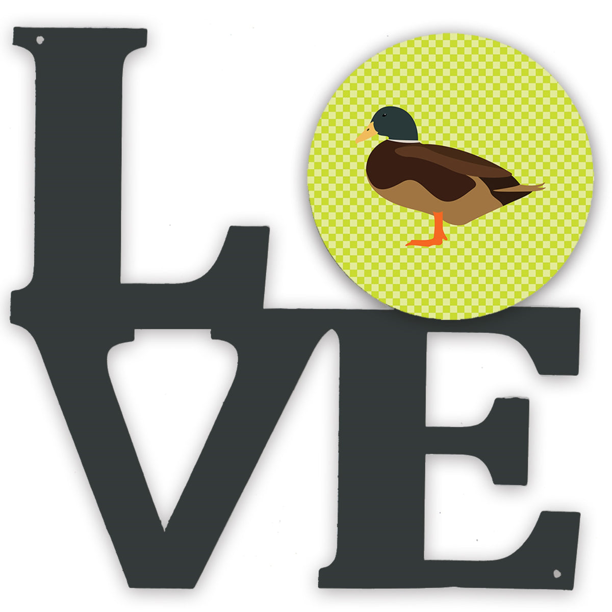 Silver Bantam Duck Green Metal Wall Artwork Love