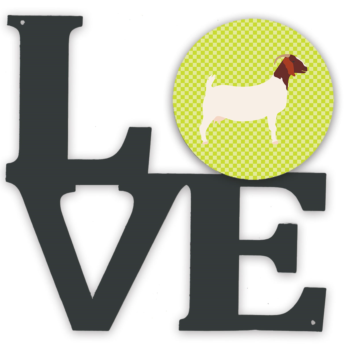 Boer Goat Green Metal Wall Artwork Love