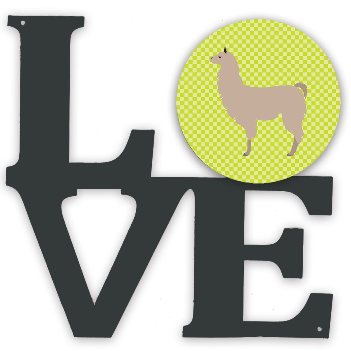 Llama Green Metal Wall Artwork Love