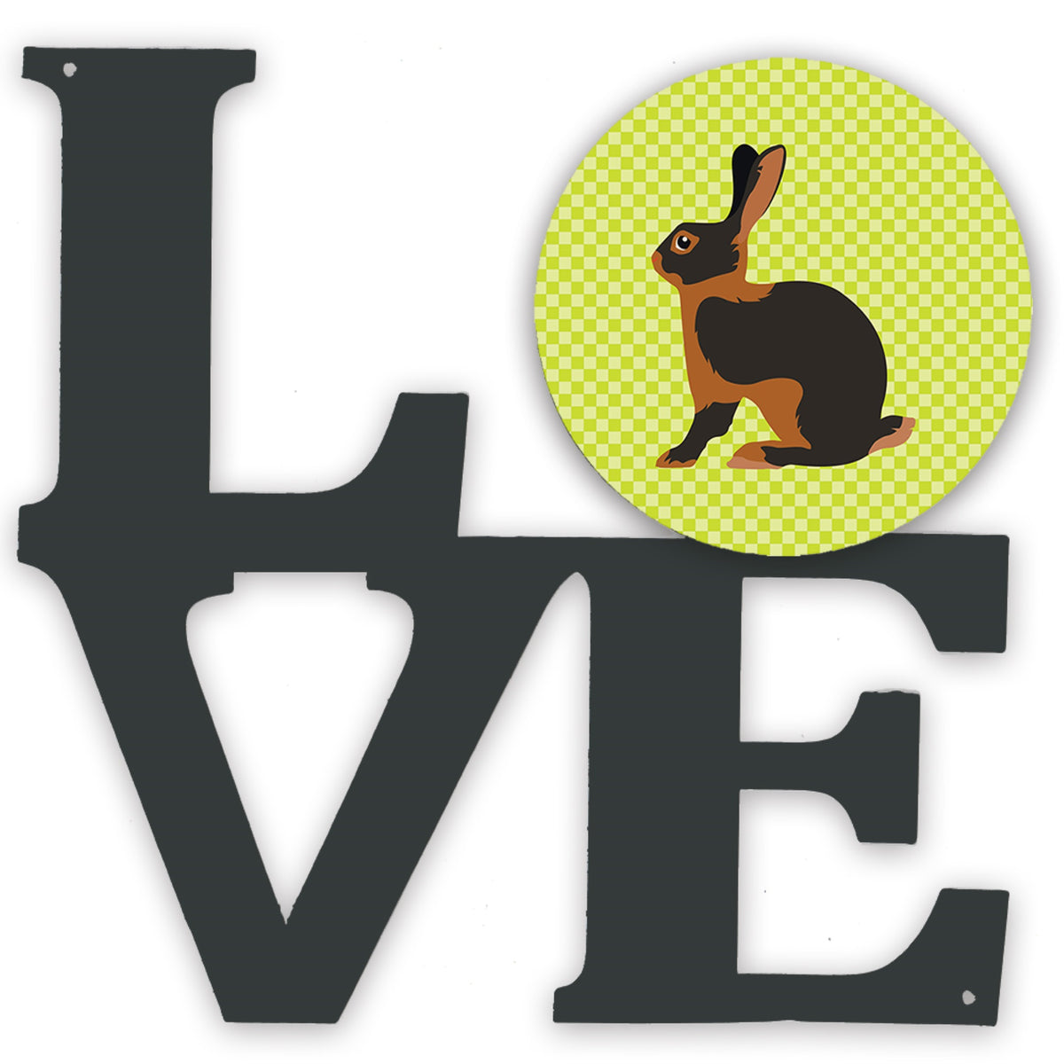 Tan Rabbit Green Metal Wall Artwork Love