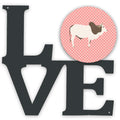 Malvi Cow Pink Check Metal Wall Artwork Love