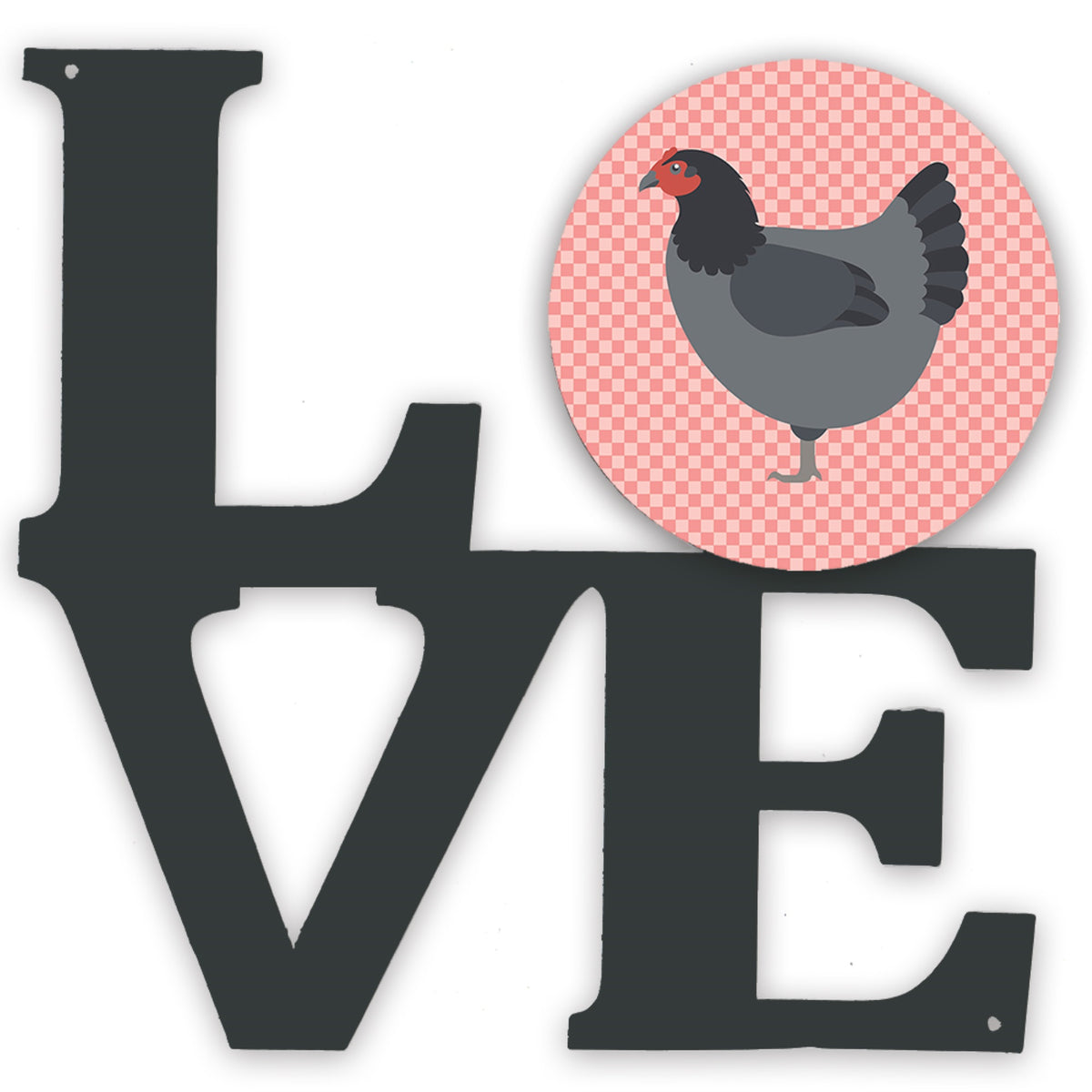 Jersey Giant Chicken Pink Check Metal Wall Artwork Love