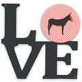 Catalan Donkey Pink Check Metal Wall Artwork Love